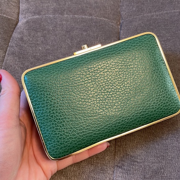 AUTHENTIC J. Mc LAUGHLIN GREEN LEATHER CLUTCH - Picture 5 of 6